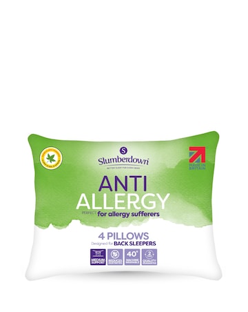 Slumberdown Anti Allergy Medium Support 4 Pack Pillows