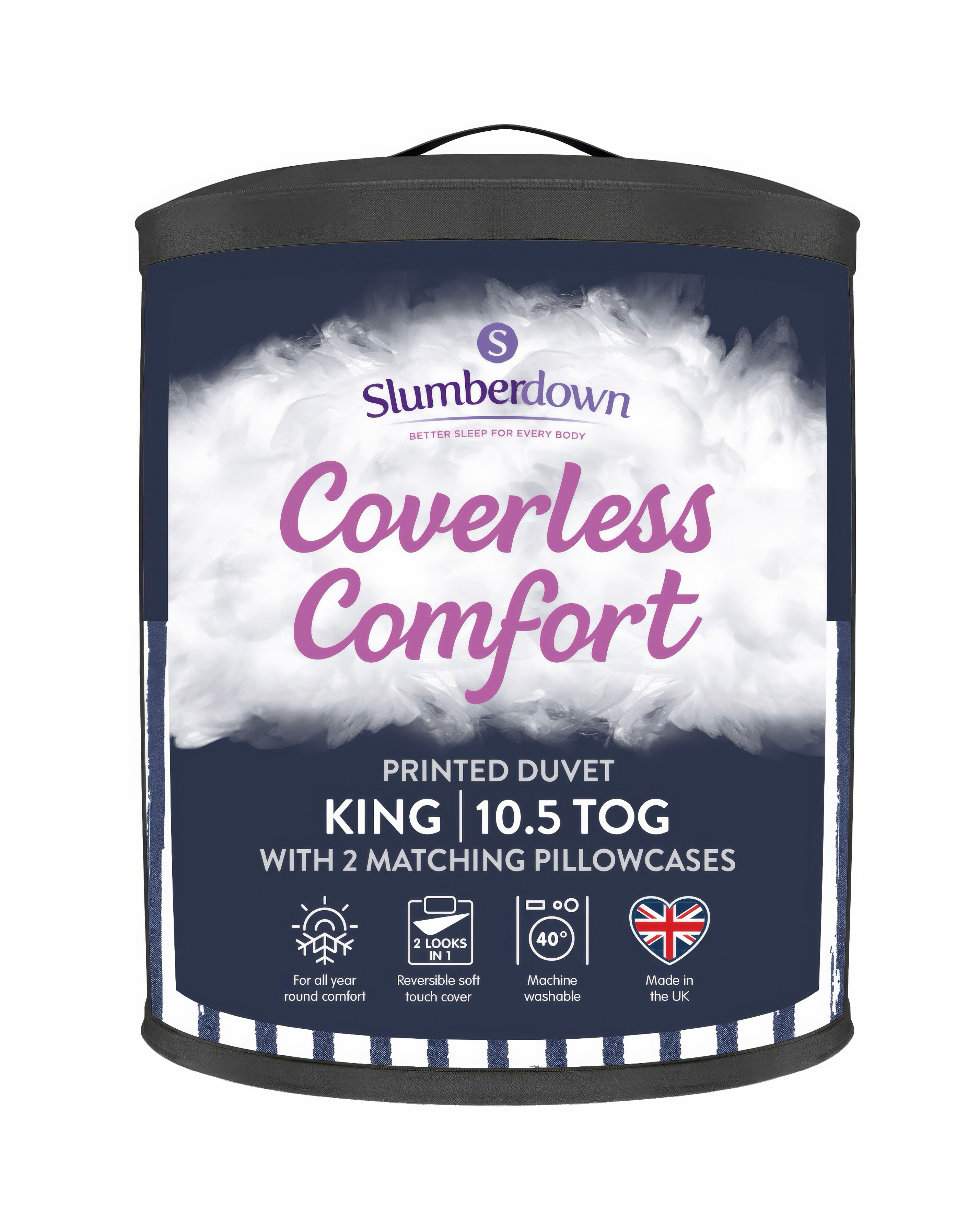 Slumberdown Coverless Comfort Printed Stripe Tog Duvet JD