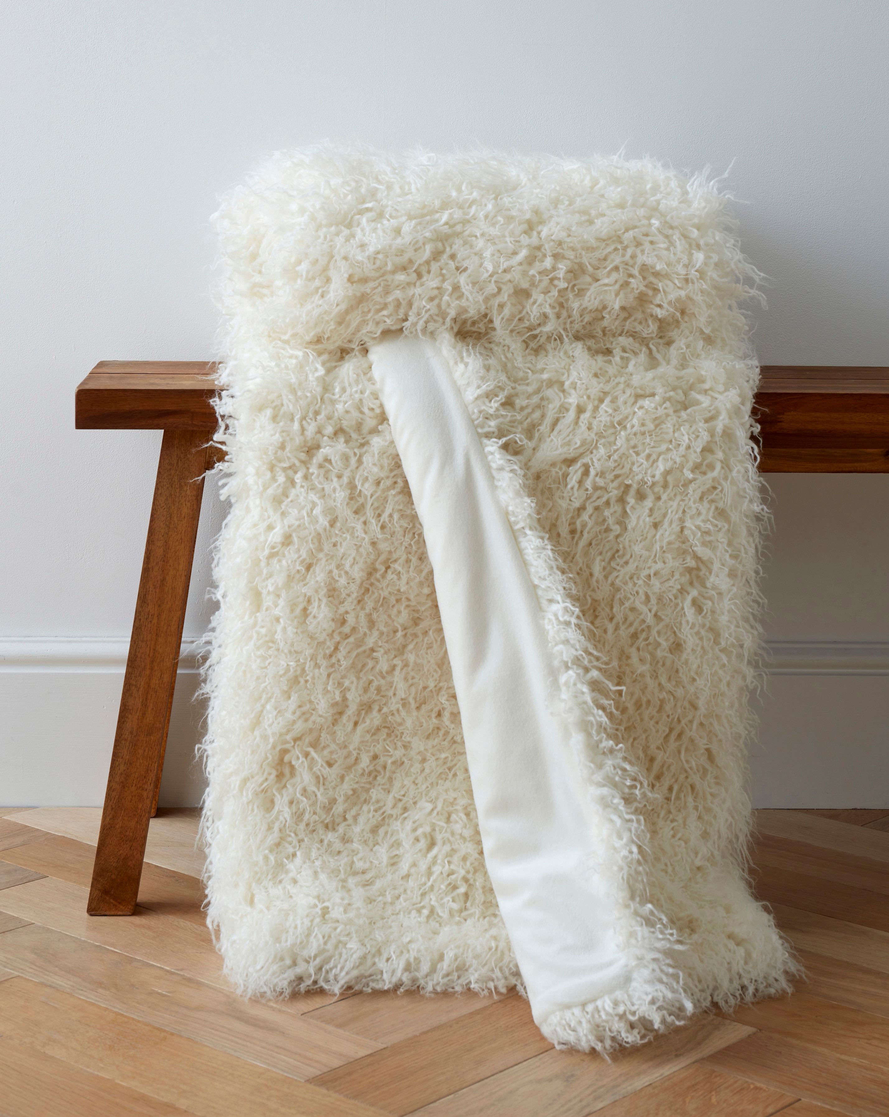 Mongolian Faux Fur Throw - Ivory
