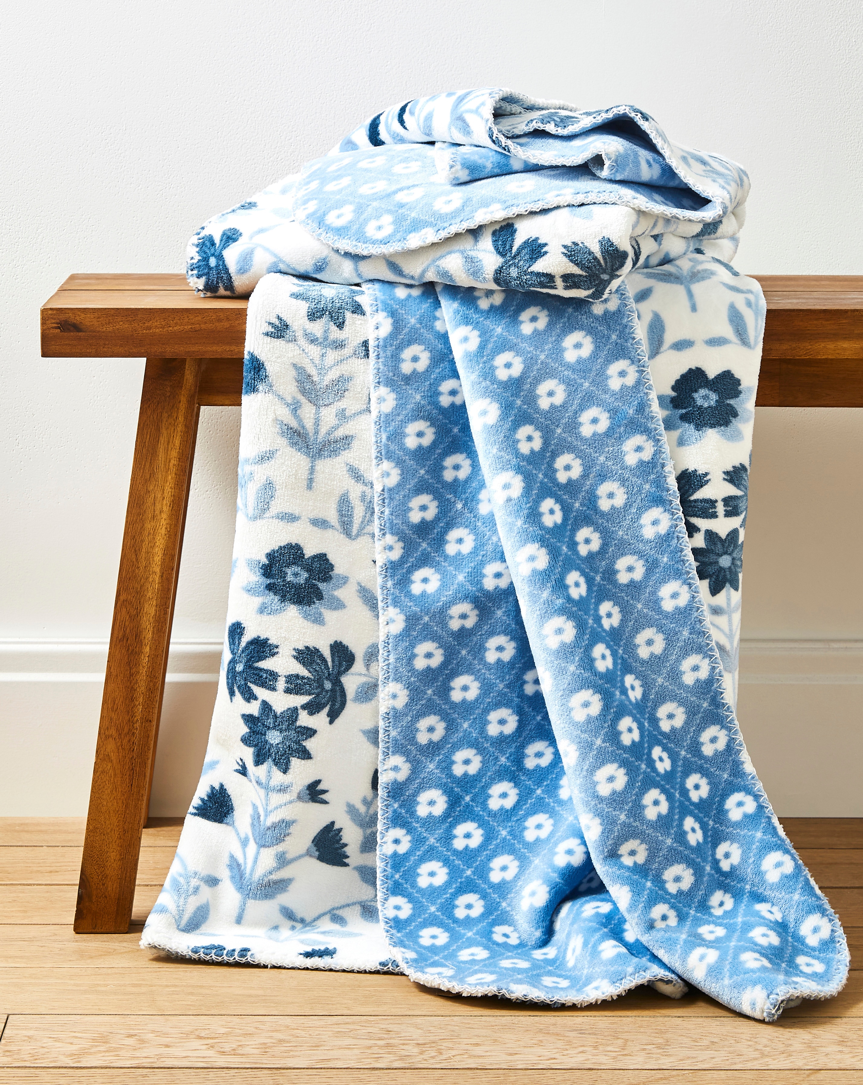 Reversible Floral Fleece Throw