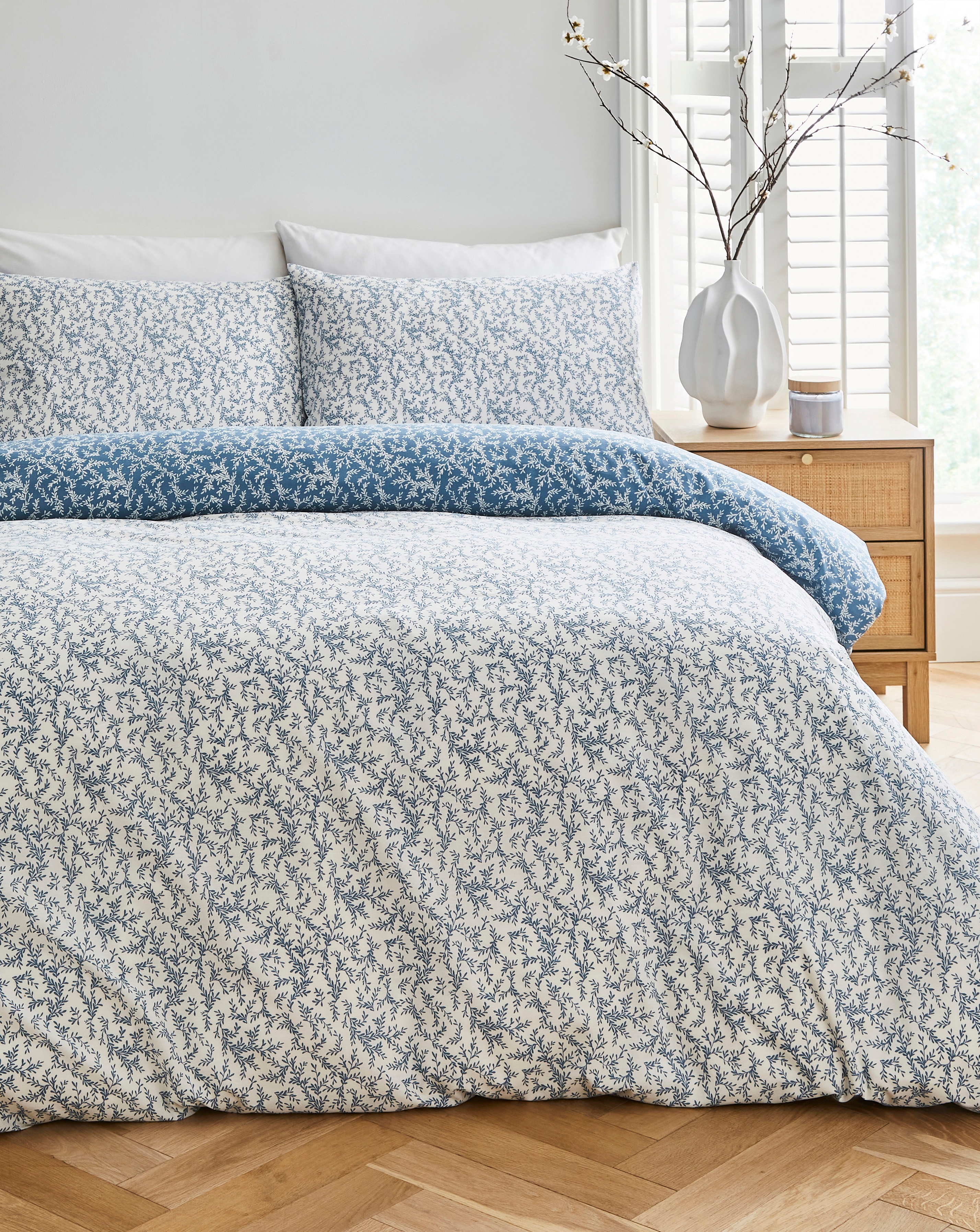 Peyton Mini Blue Leaf Duvet Cover Set
