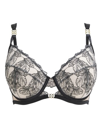 Figleaves Emilia Sketchy Embroidery Balcony B-G - Black/Almond