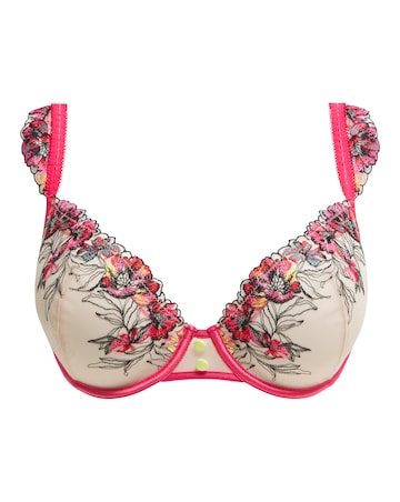 Figleaves Olivia Multi Coloured Embroidery Balcony B-G - Neon