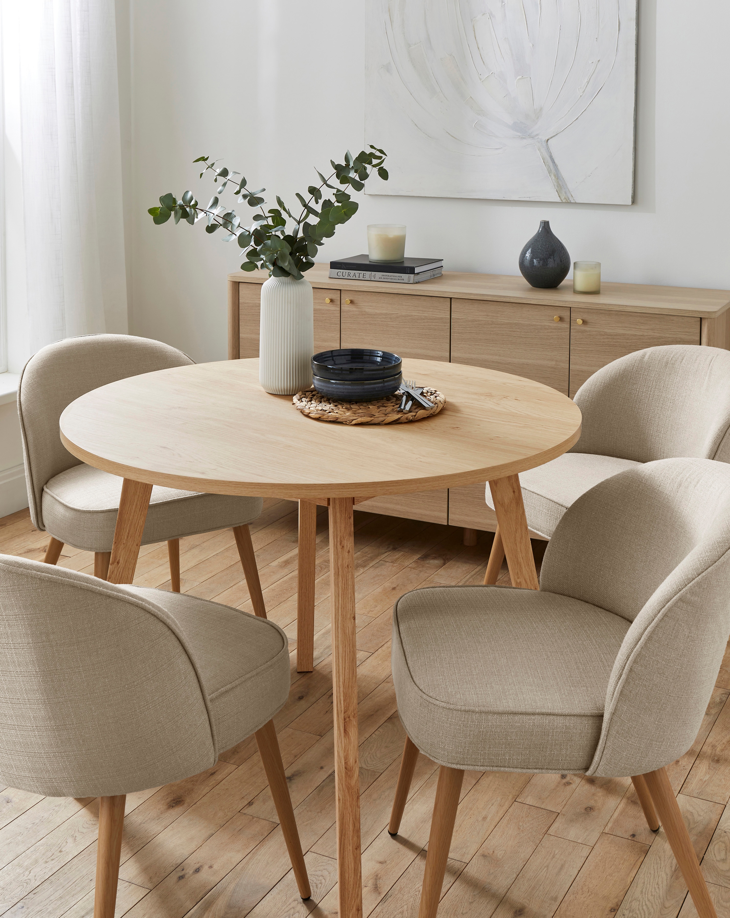 Oslo Table with 4 Emilie Fabric Chairs