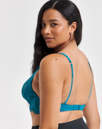 Figleaves Pulse Lace Underwired Plunge Bra B-G - Teal