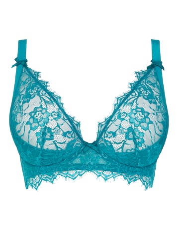Figleaves Pulse Lace Underwired Plunge Bra B-G - Teal