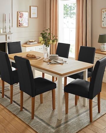 Julipa Ashford Extending 6 to 8 Seater Table with 6 Ava Leather Chairs