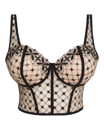 Figleaves Curve Power Embroidery Underwire Padded Corset - Black