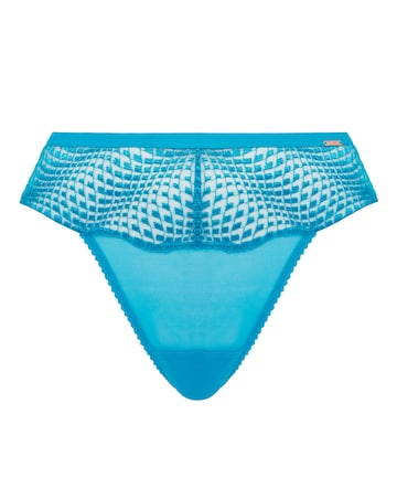 Figleaves Curve Amalfi Wave Embroidery High Leg Thong - Blue