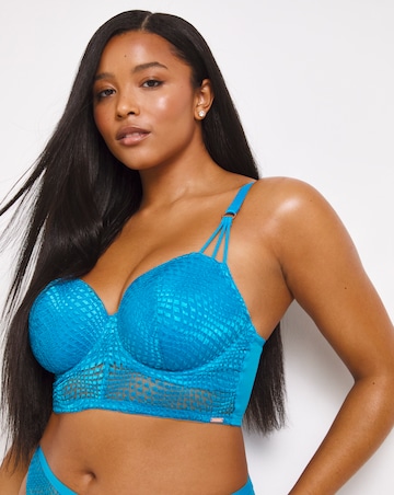 Figleaves Curve Amalfi Wave Embroidery High Leg Thong - Blue