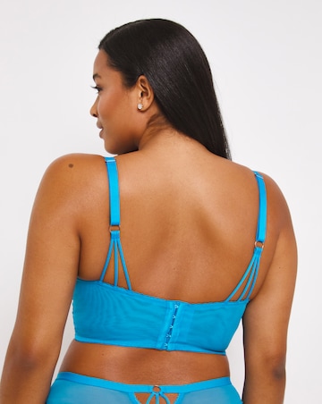 Figleaves Curve Amalfi Wave Embroidery High Leg Thong - Blue