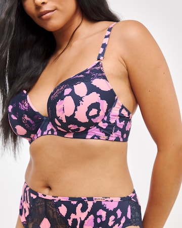 Figleaves Curve Leopard Printed Animal Underwire Pad Plunge Bra