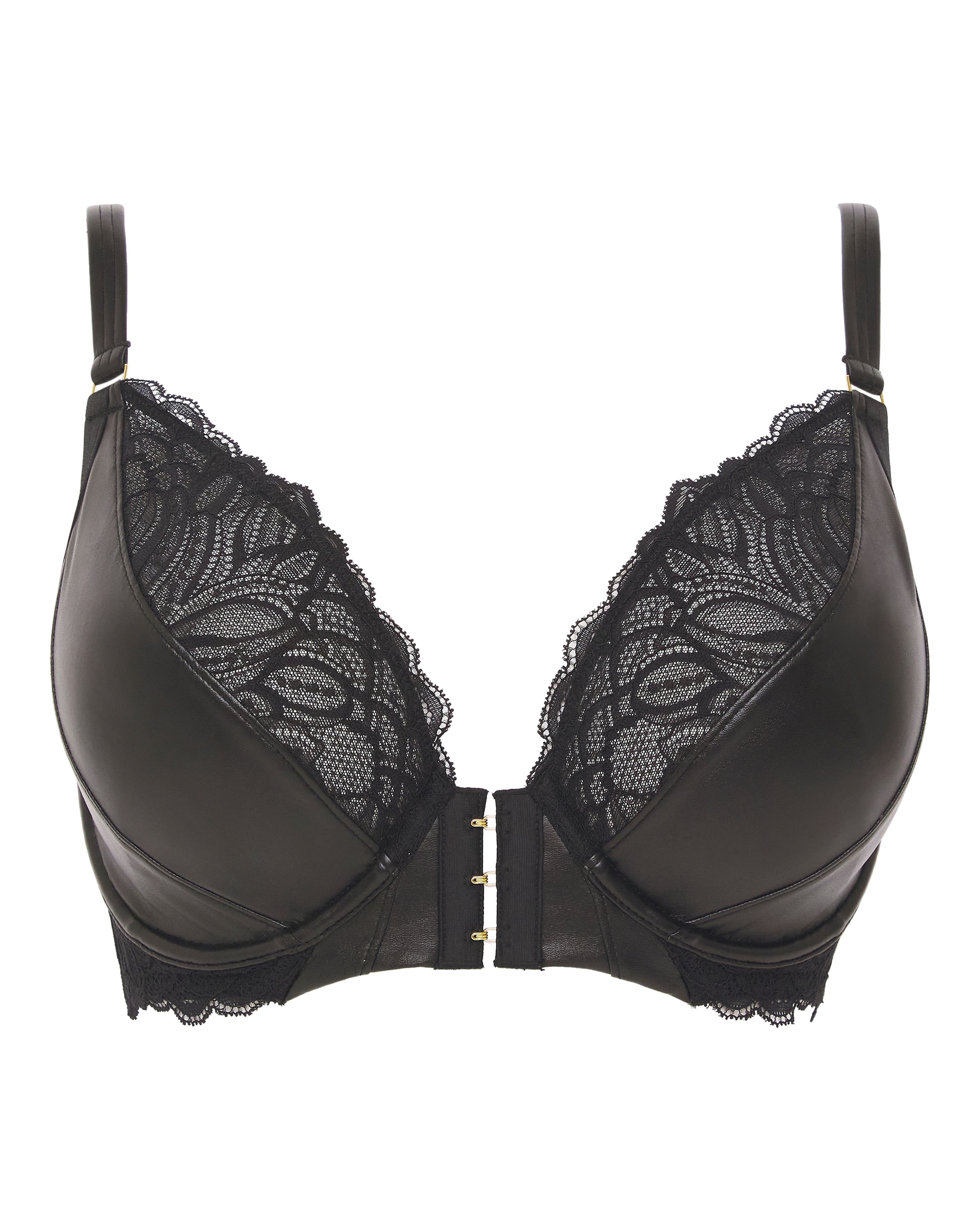 Figleaves Erin Leather & Lace Plunge Bra