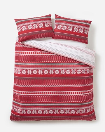 Fairisle Red Brushed Cotton Duvet Cover Set