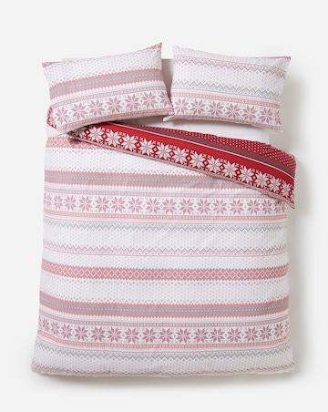 Fairisle Red Brushed Cotton Duvet Cover Set