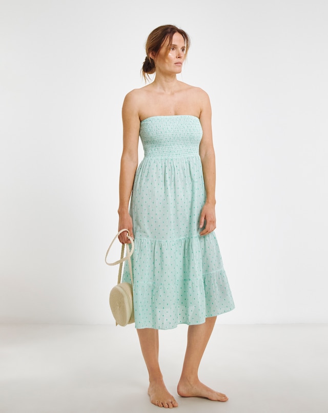 Dobby Bandeau Cotton Beach Dress