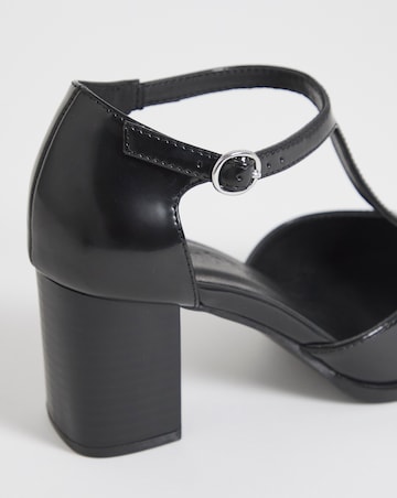 Cora Two Part T Bar Heeled Shoes - Extra Wide Fit (EEE)
