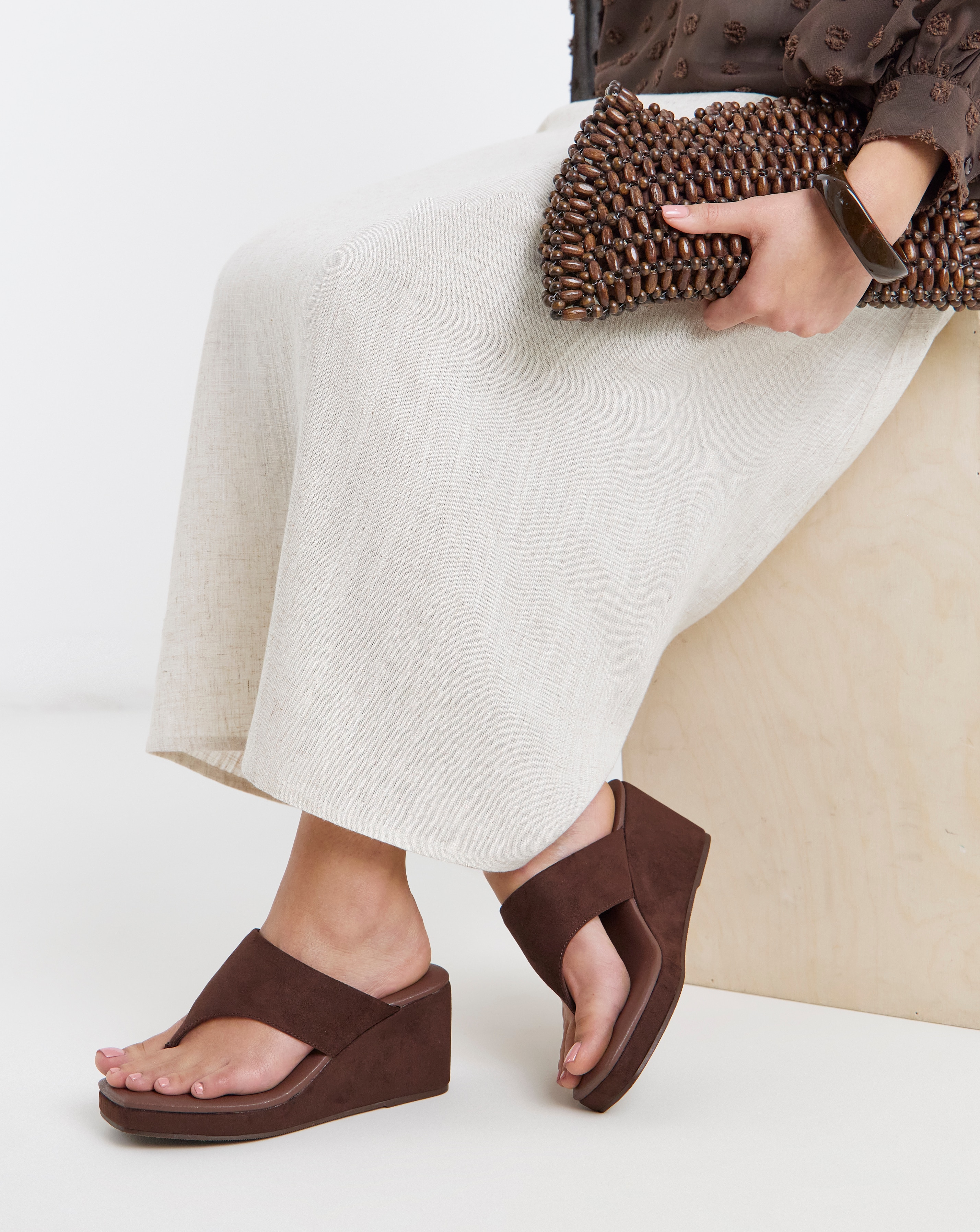 New In - Wedged Toe Post Sandals Extra Wide Fit