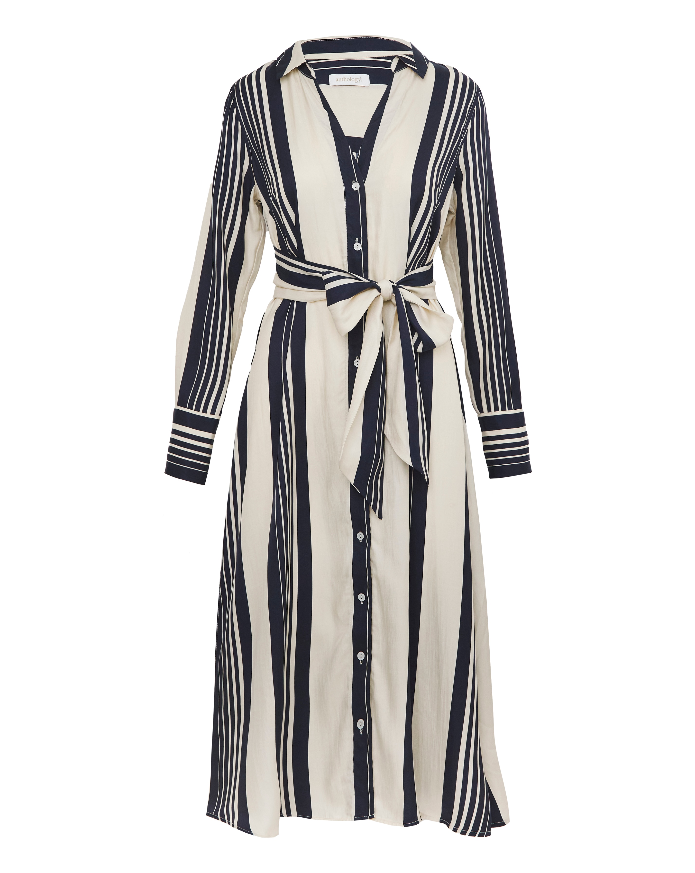Anthology Stripe Tie Waist Shirt Dress