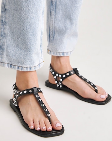 Simply Be Mila Studded Toe Post Gladiator Sandals - Extra Wide Fit (EEE)