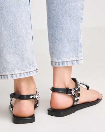 Simply Be Mila Studded Toe Post Gladiator Sandals - Extra Wide Fit (EEE)