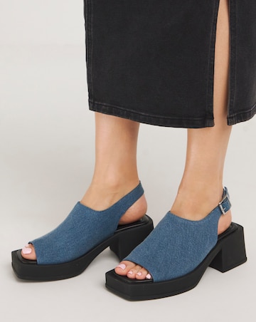 Simply Be Monica Slingback Peep Toe Block Heel Sandals - Wide Fit (E)