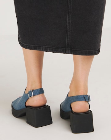 Simply Be Monica Slingback Peep Toe Block Heel Sandals - Wide Fit (E)