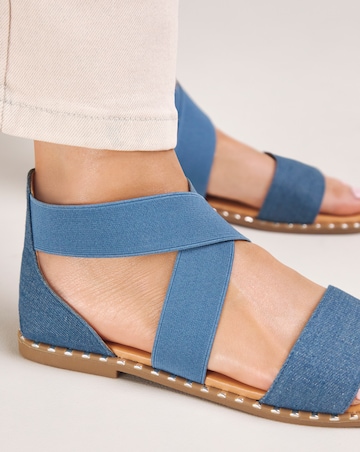Jade Stretch Cross Flat Sandals Wide E Fit Simply Comfort