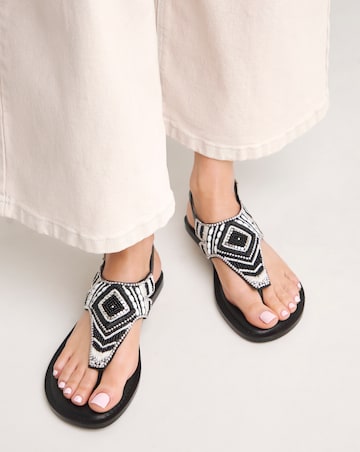 Piper Beaded Toe Post Flat Sandals - Wide Fit (E)