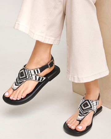 Piper Beaded Toe Post Flat Sandals - Wide Fit (E)