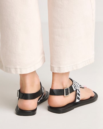 Piper Beaded Toe Post Flat Sandals - Wide Fit (E)