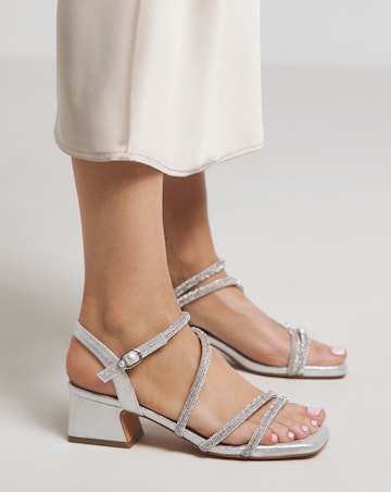 Gayle Low Block Heel Diamante Strap Detail Sandal Wide E Fit