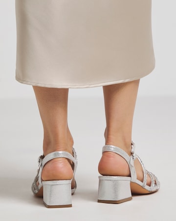 Gayle Low Block Heel Diamante Strap Detail Sandal Wide E Fit