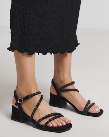 Gayle Low Block Heel Diamante Strap Detail Sandal Wide E Fit