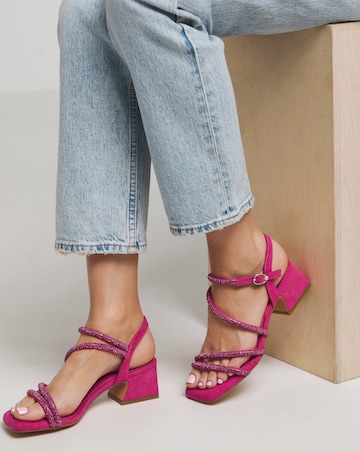 Gayle Low Block Heel Diamante Strap Detail Sandal Wide E Fit