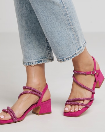 Gayle Low Block Heel Diamante Strap Detail Sandal Wide E Fit