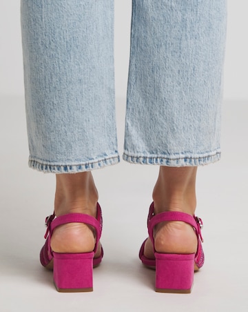 Gayle Low Block Heel Diamante Strap Detail Sandal Wide E Fit