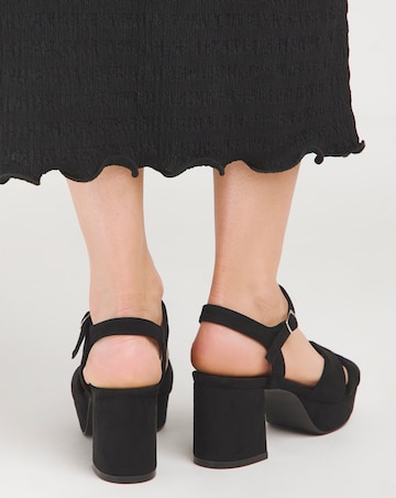 Francine Strap Detail Block Heel Platform Sandal - Wide Fit (E)