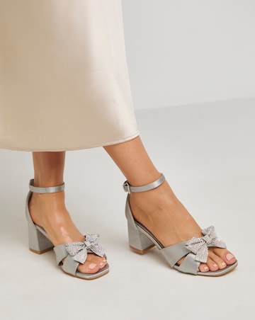 Peppo Diamante Bow Block Heel Sandal - Extra Wide Fit (EEE)