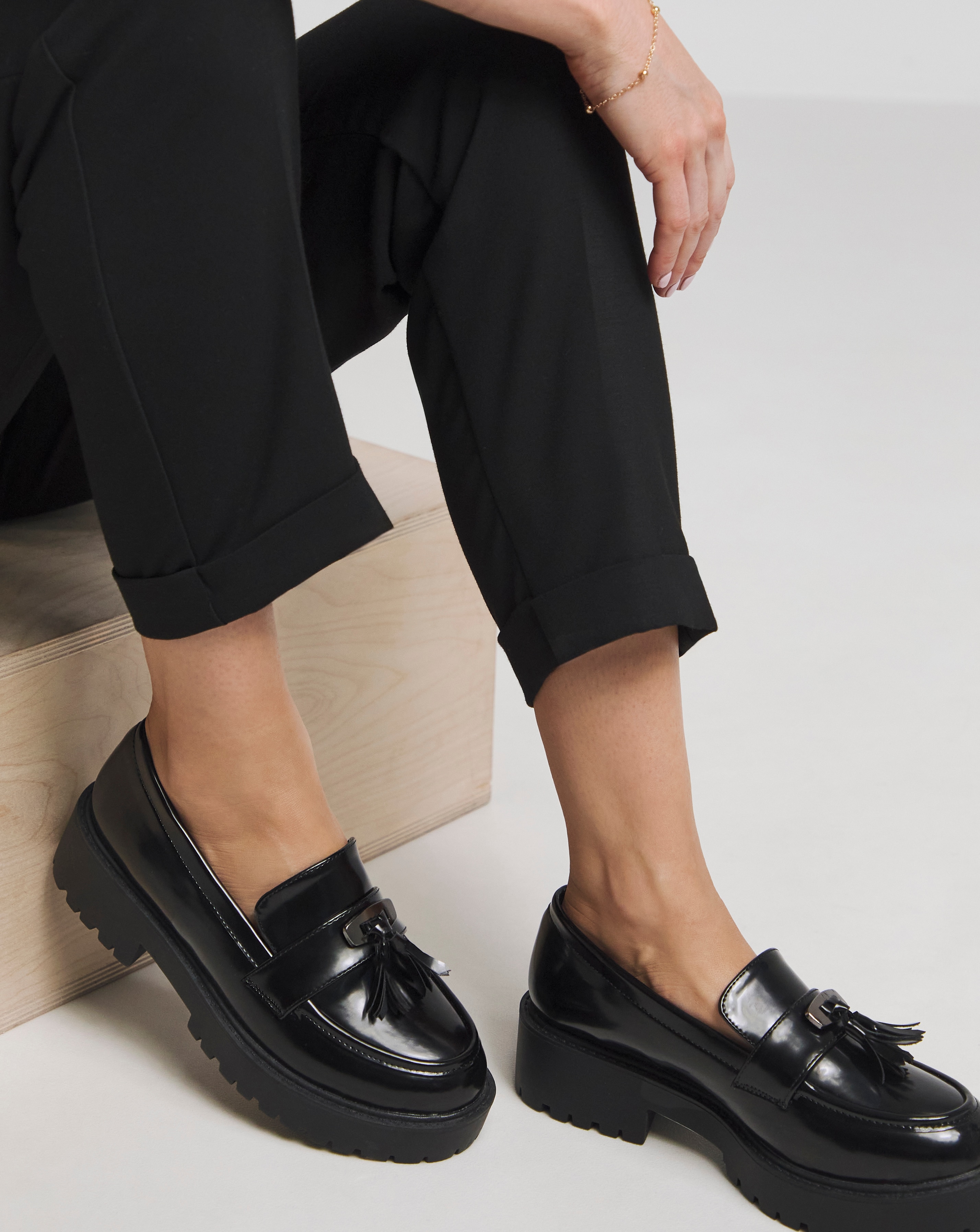 Tassle Chunky Loafer Shoes Ex Wide Fit