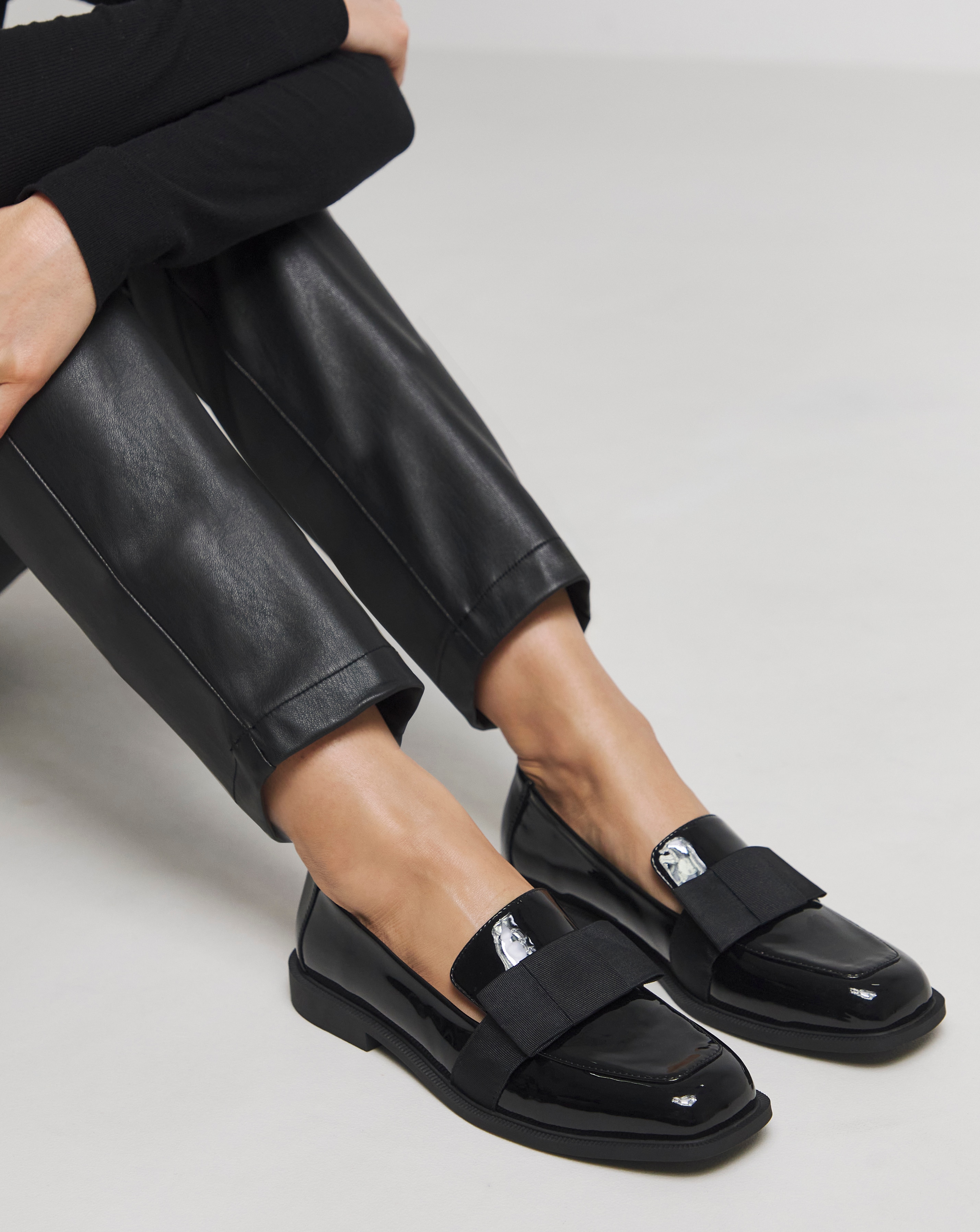 Oversize Bow Loafer Shoes Ex Wide Fit