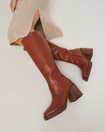 Gingerly Leather Platform Knee High Boots - Extra Wide Fit (EEE) & Standard Calf