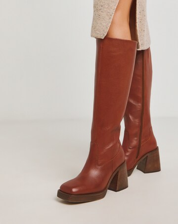 Gingerly Leather Platform Knee High Boots - Extra Wide Fit (EEE) & Standard Calf