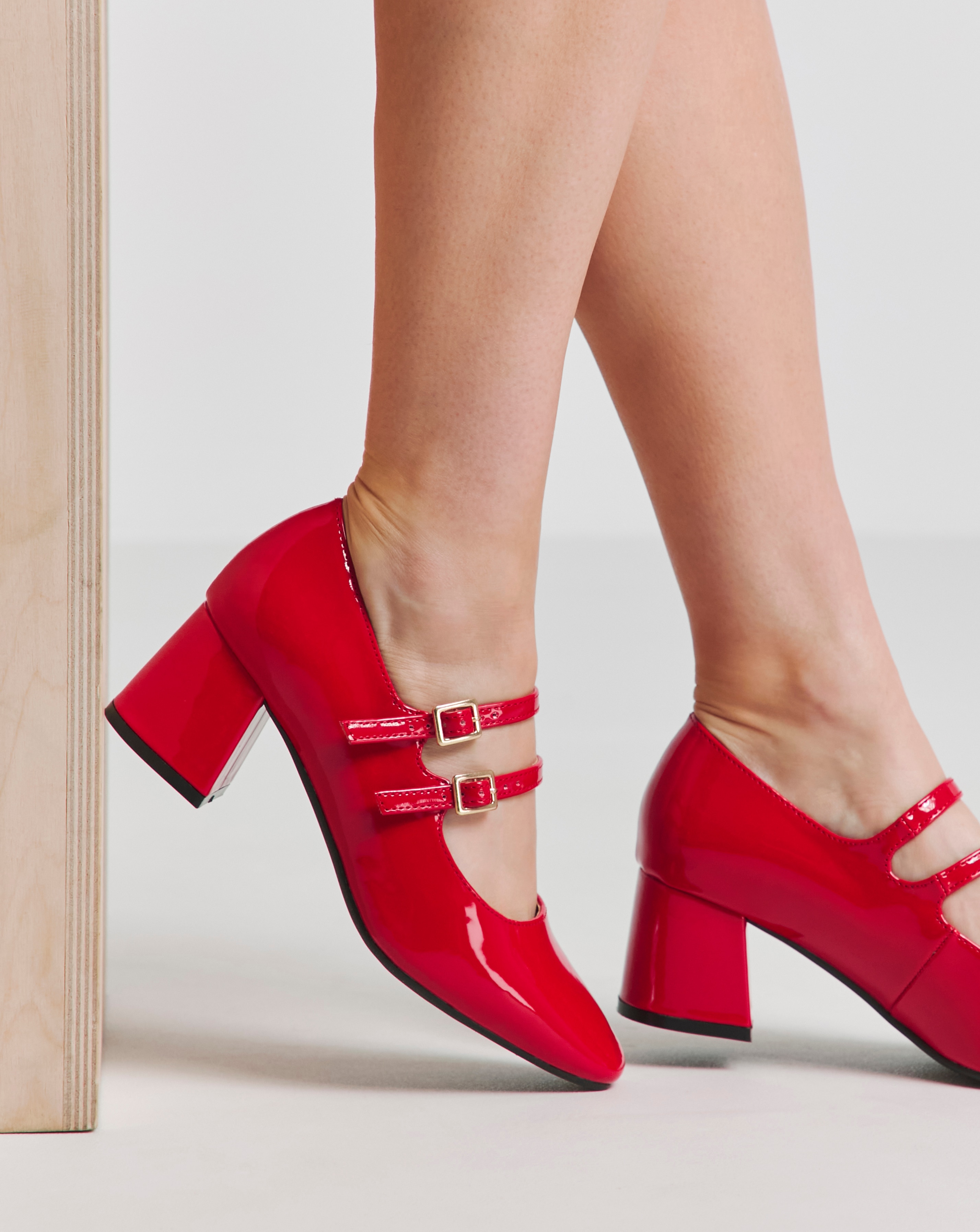 Mary Jane Block Heeled Shoes Wide Fit