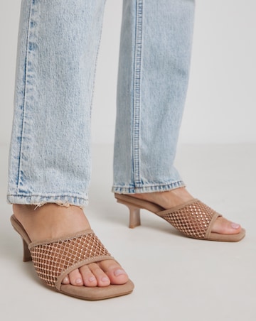 Paloma Diamante Mesh Kitten Heel Mule - Wide Fit (E)