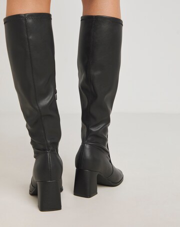 Chana Classic Knee High Heeled Stretch Boots - Standard Fit (D) & Standard Calf