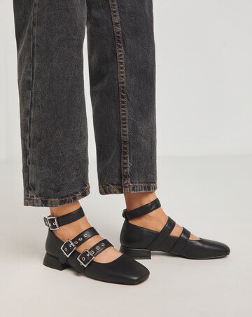 Garcelle Multi Strap Buckle Block Heel Shoes - Wide Fit (E)