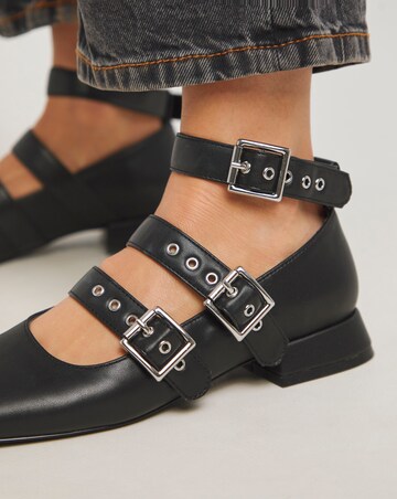 Garcelle Multi Strap Buckle Block Heel Shoes - Wide Fit (E)