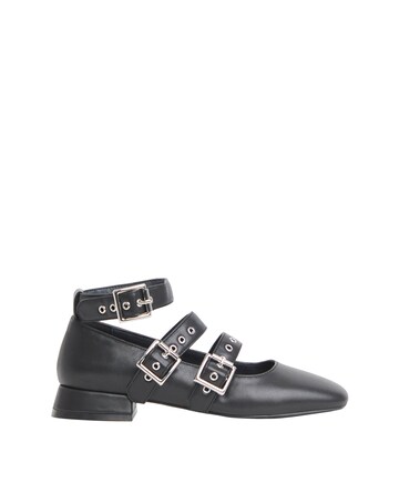 Garcelle Multi Strap Buckle Block Heel Shoes - Wide Fit (E)