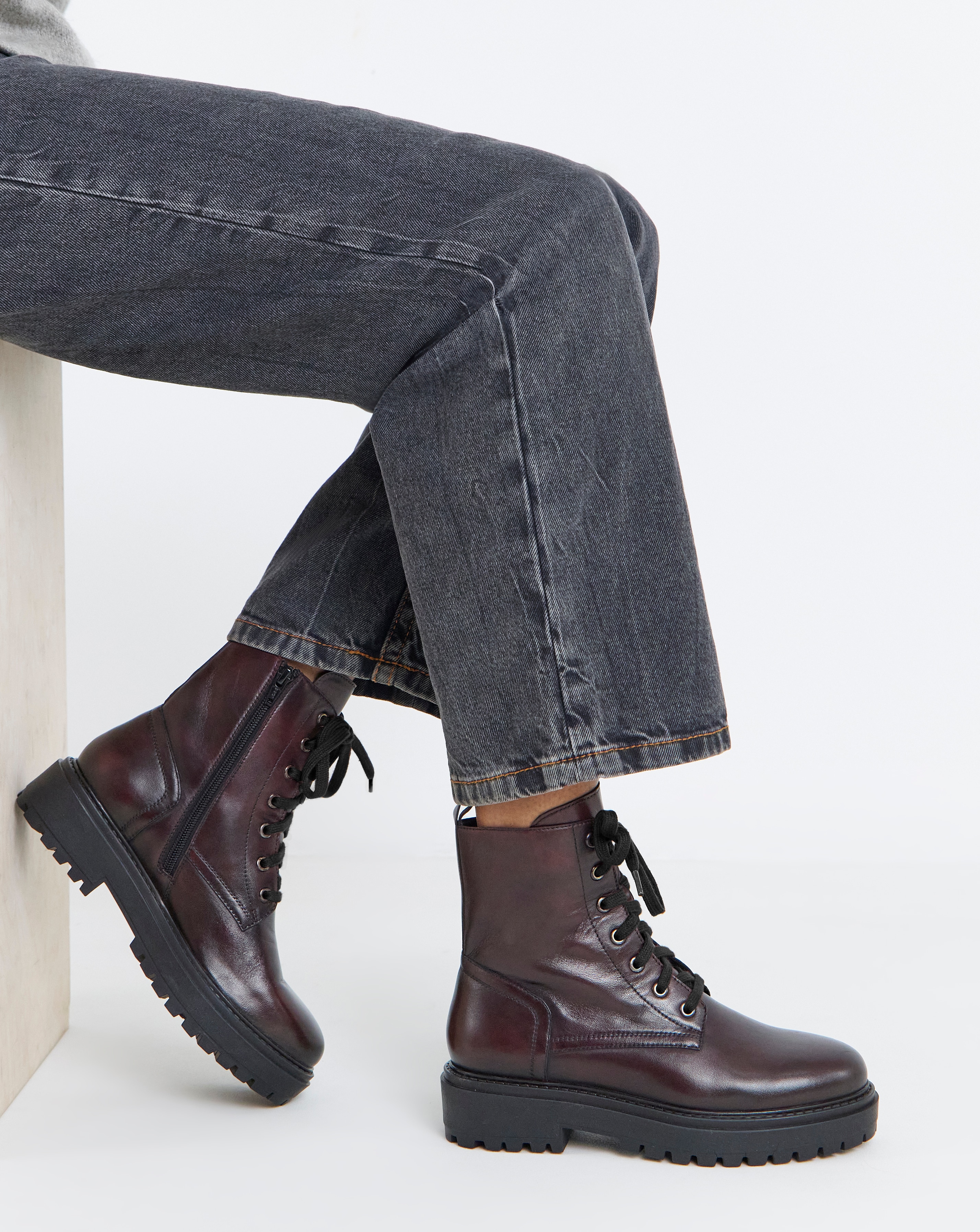 New In - Chunky Lace Up Boot Wide
